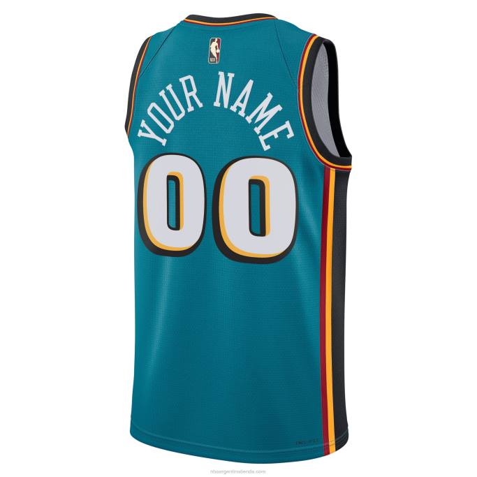 NBA 0F6D116 Camiseta Detroit Pistons Nike verde azulado personalizada Swingman